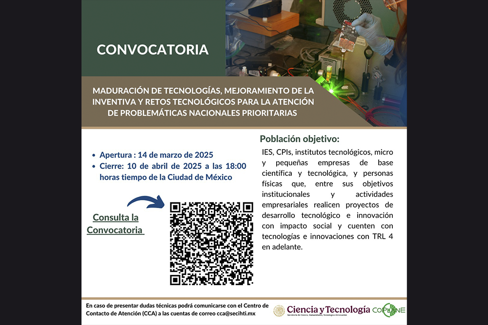 Maduración de Tecnologías, Mejoramiento de la Inventiva y Retos Tecnológicos para la Atención de Problemáticas Nacionales Prioritarias